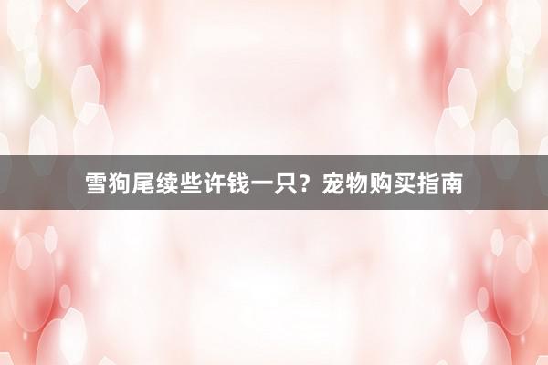 雪狗尾续些许钱一只？宠物购买指南